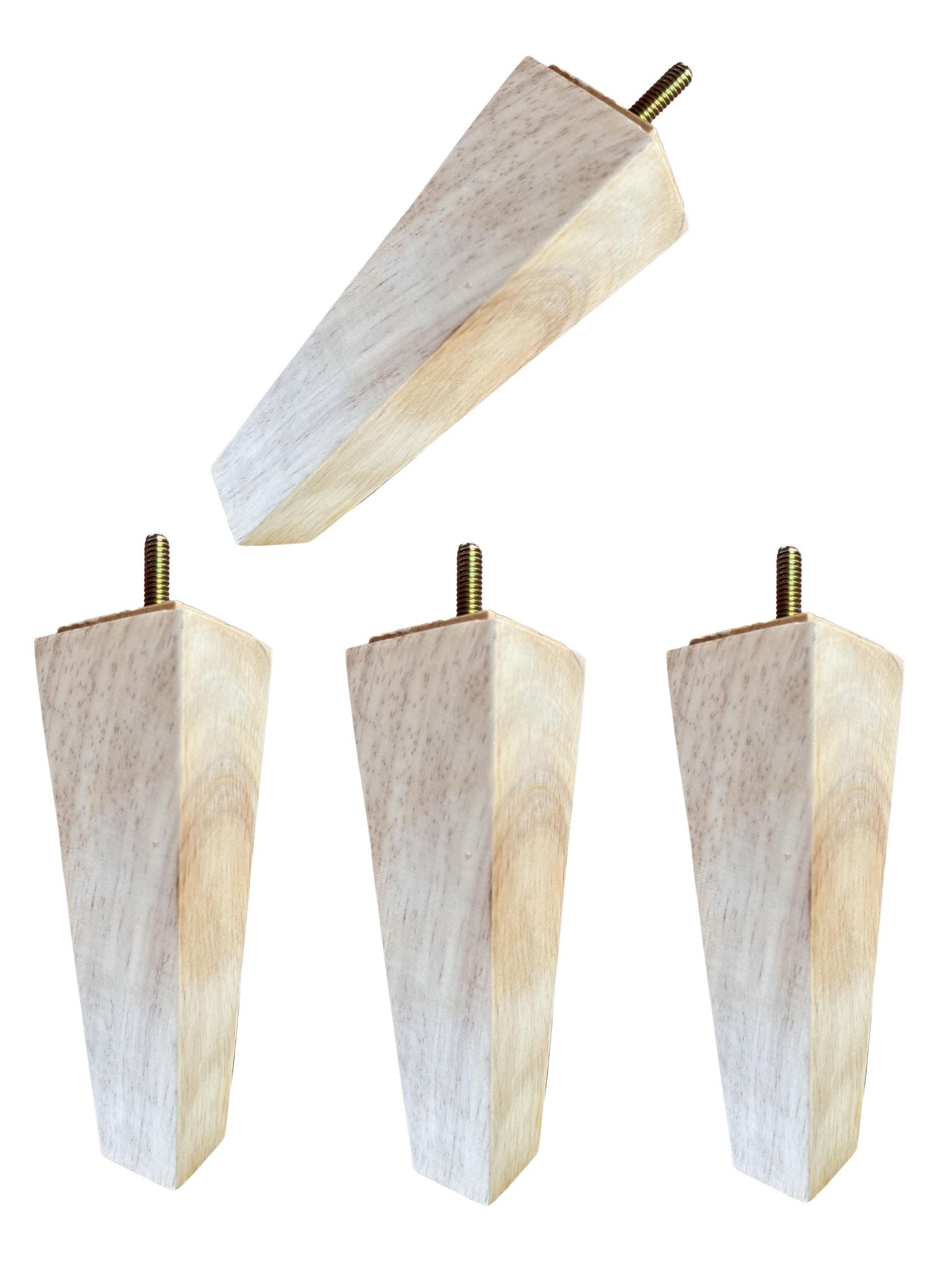 Set Of 4 Dark Brown Wood Tapered Pyramid Sofa Legs - 6 Inches Tall (3"x3" Base)