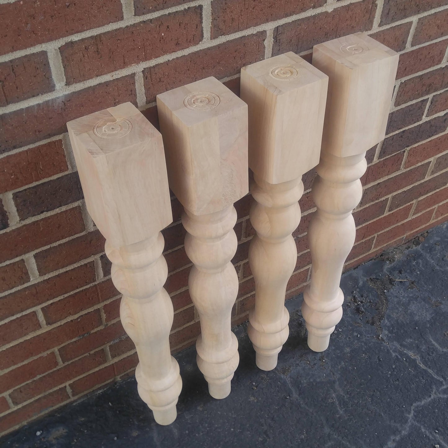 Unfinished Cottage Farmhouse Dining Table Legs- Turned Wood Legs- Design 59 inc - Design59