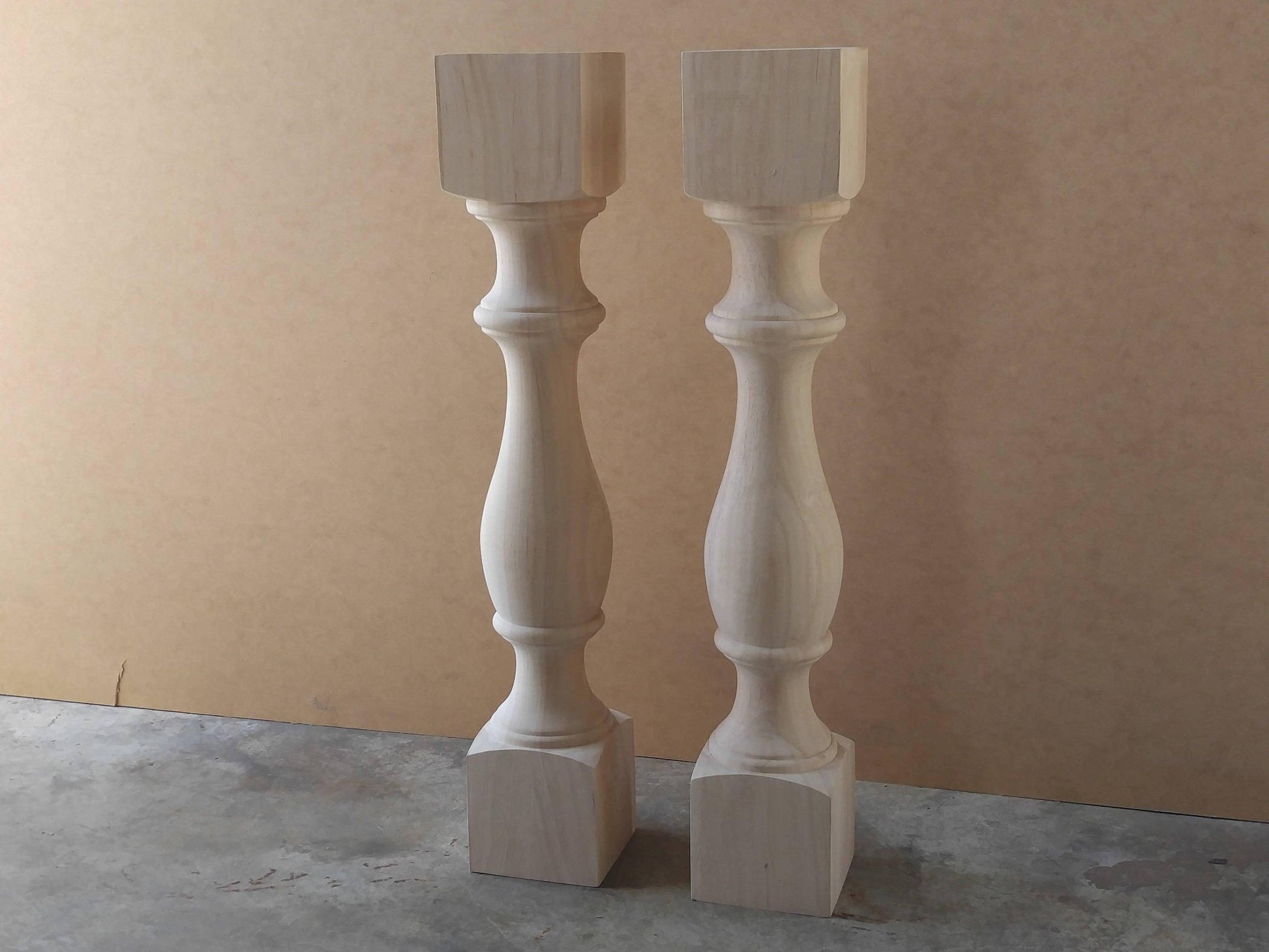 PAIR Unfinished Monastery Console Table Legs- Set of 2 Turned Posts - Design59