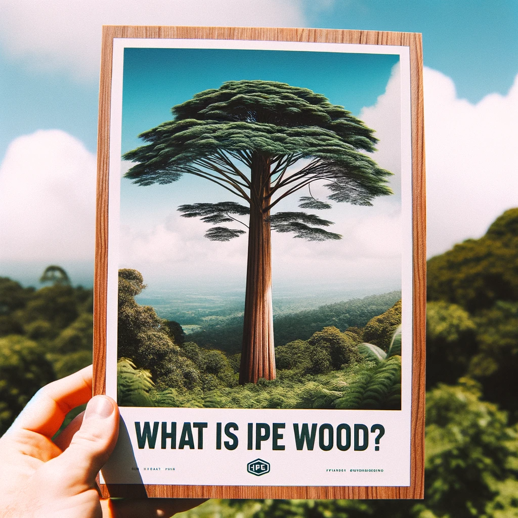 Ipe wood guide showing Brazilian walnut tree, outdoor hardwood properties, decking, furniture, and table project uses