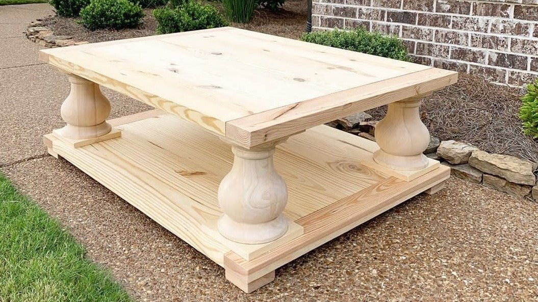 Parawood table leg close-up showing unfinished rubberwood grain for stained or painted furniture projects