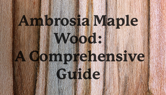 Ambrosia maple wood guide showing wormy maple grain, beetle streaks, furniture uses, table tops, and table leg considerations