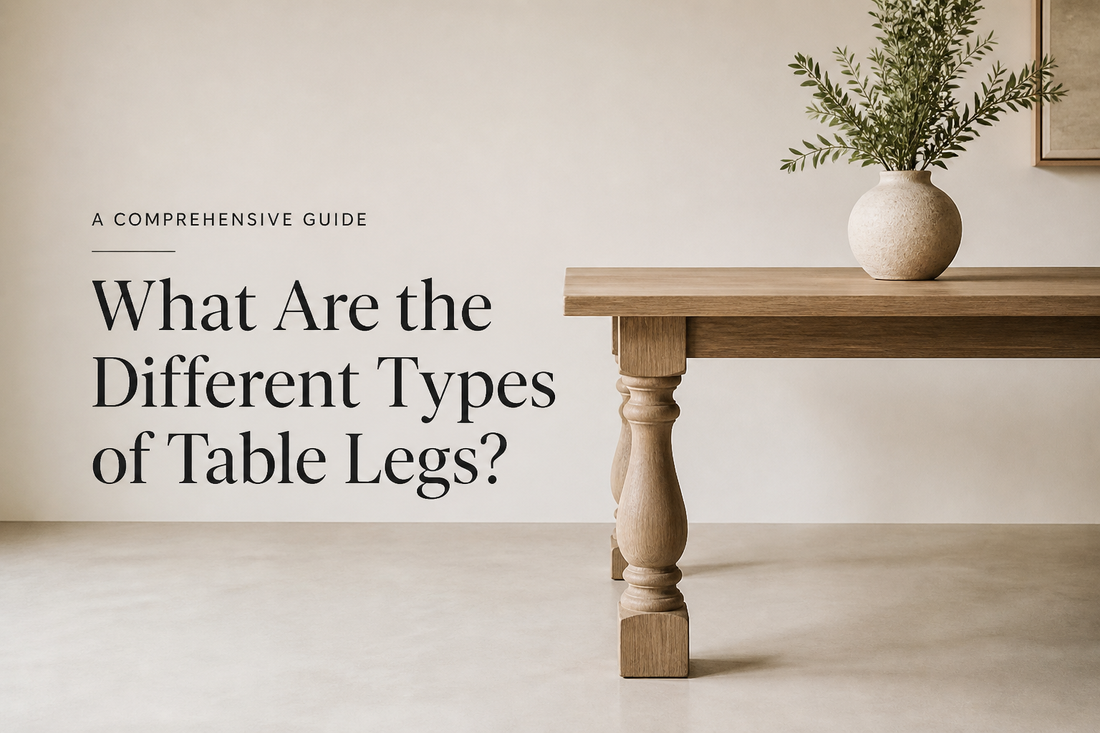 Different types of wood table legs used in interior design and furniture projects