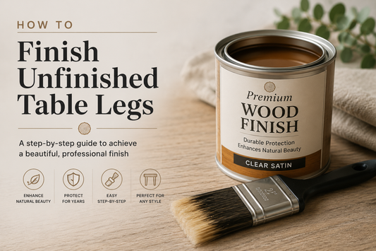How to finish unfinished table legs guide showing stain paint oil and seal options