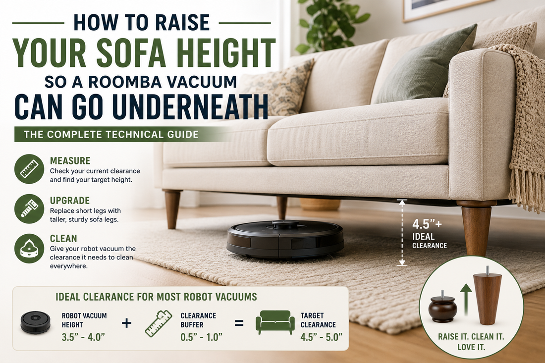 How to raise sofa height so a Roomba robot vacuum can clean underneath