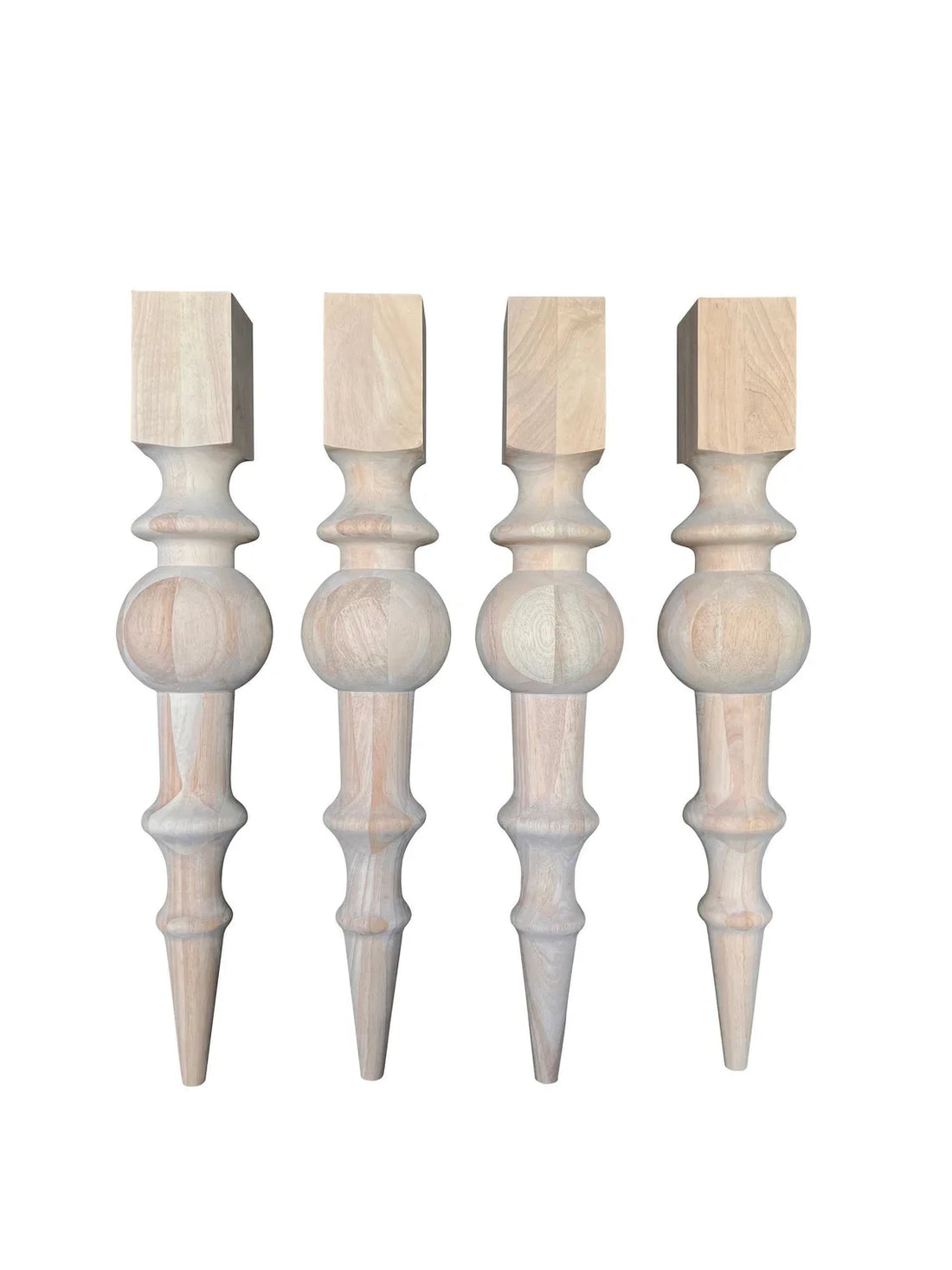 Trumpet table legs on furniture showing a flared turned leg shape for dining tables, desks, and DIY furniture projects