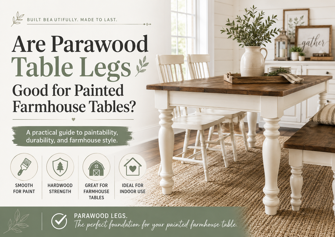 Are parawood table legs good for painted farmhouse tables guide showing painted white farmhouse table legs and stained wood tabletop