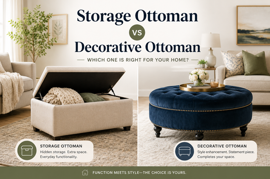 Storage ottoman vs decorative ottoman guide for choosing living room accent furniture