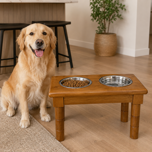 Adjustable Raised Dog Bowl Stand with 2 Stainless Steel Bowls