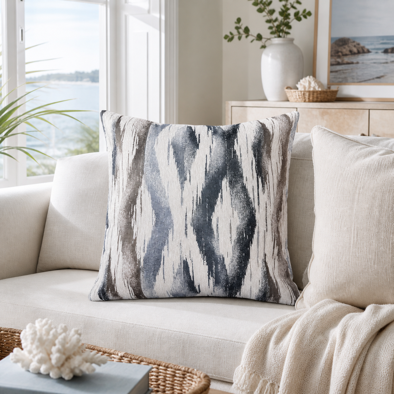Coastal Abstract Throw Pillow Covers Set of 2 22 Inch