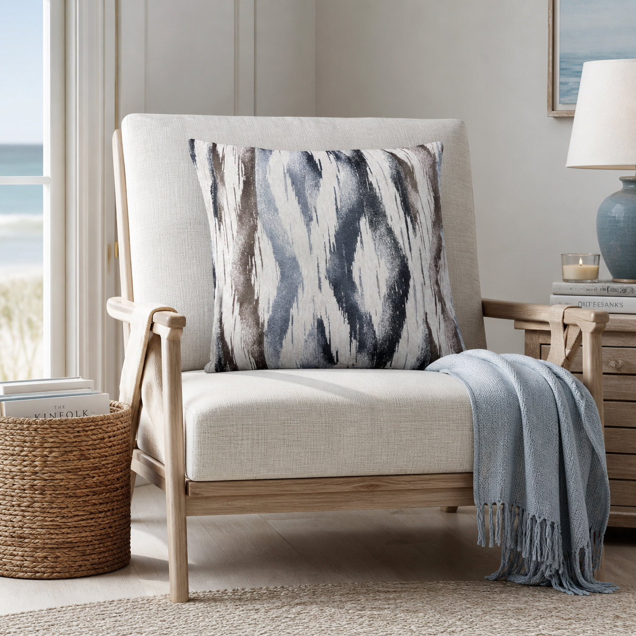 Coastal Abstract Throw Pillow Covers Set of 2 22 Inch