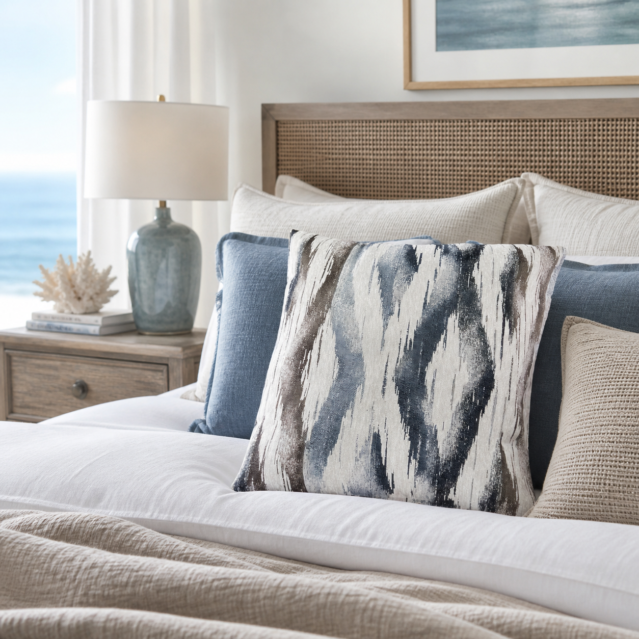 Coastal Abstract Throw Pillow Covers Set of 2 22 Inch