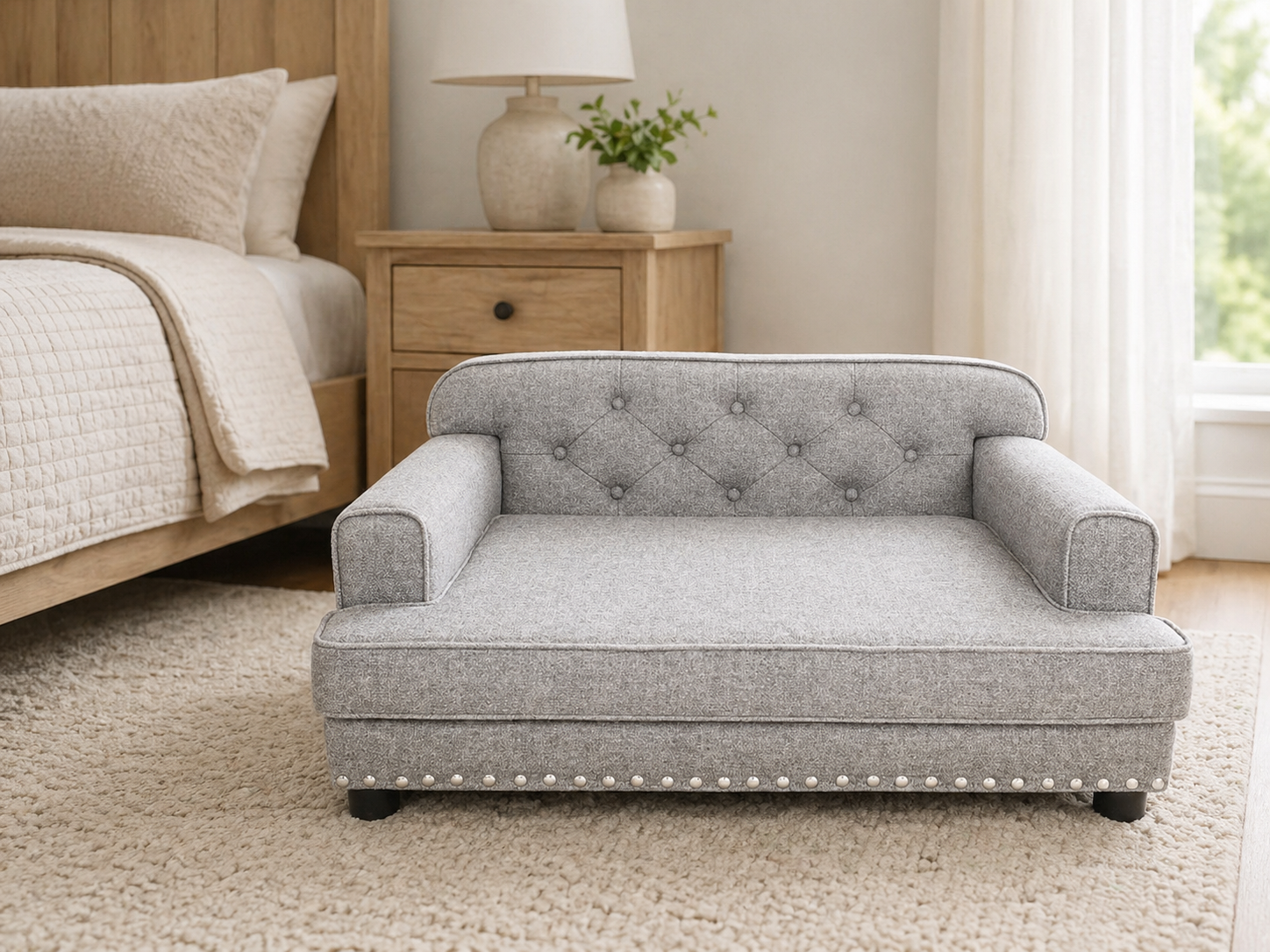 Lola Tufted Dog Sofa - Upholstered Designer Pet Bed