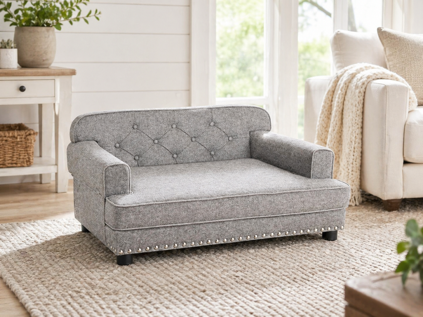 Lola Tufted Dog Sofa - Upholstered Designer Pet Bed