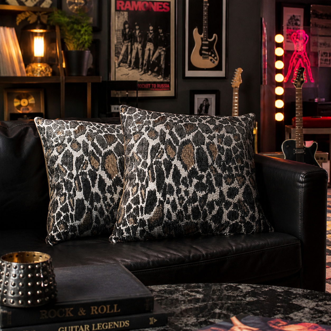 Cheetah Pattern Throw Pillow Covers – Set of 2, 22" Square, Loose Fill Style