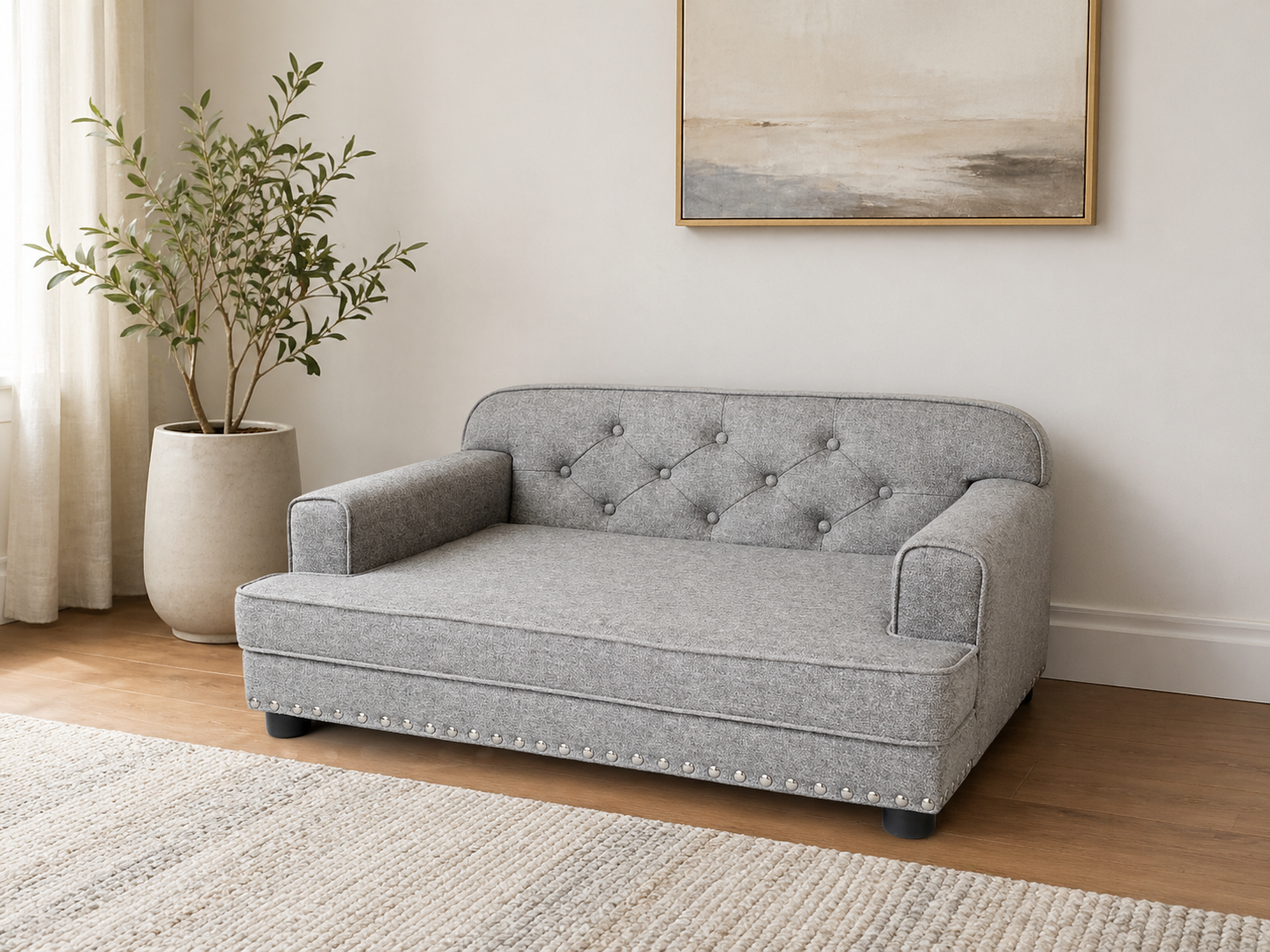 Lola Tufted Dog Sofa - Upholstered Designer Pet Bed