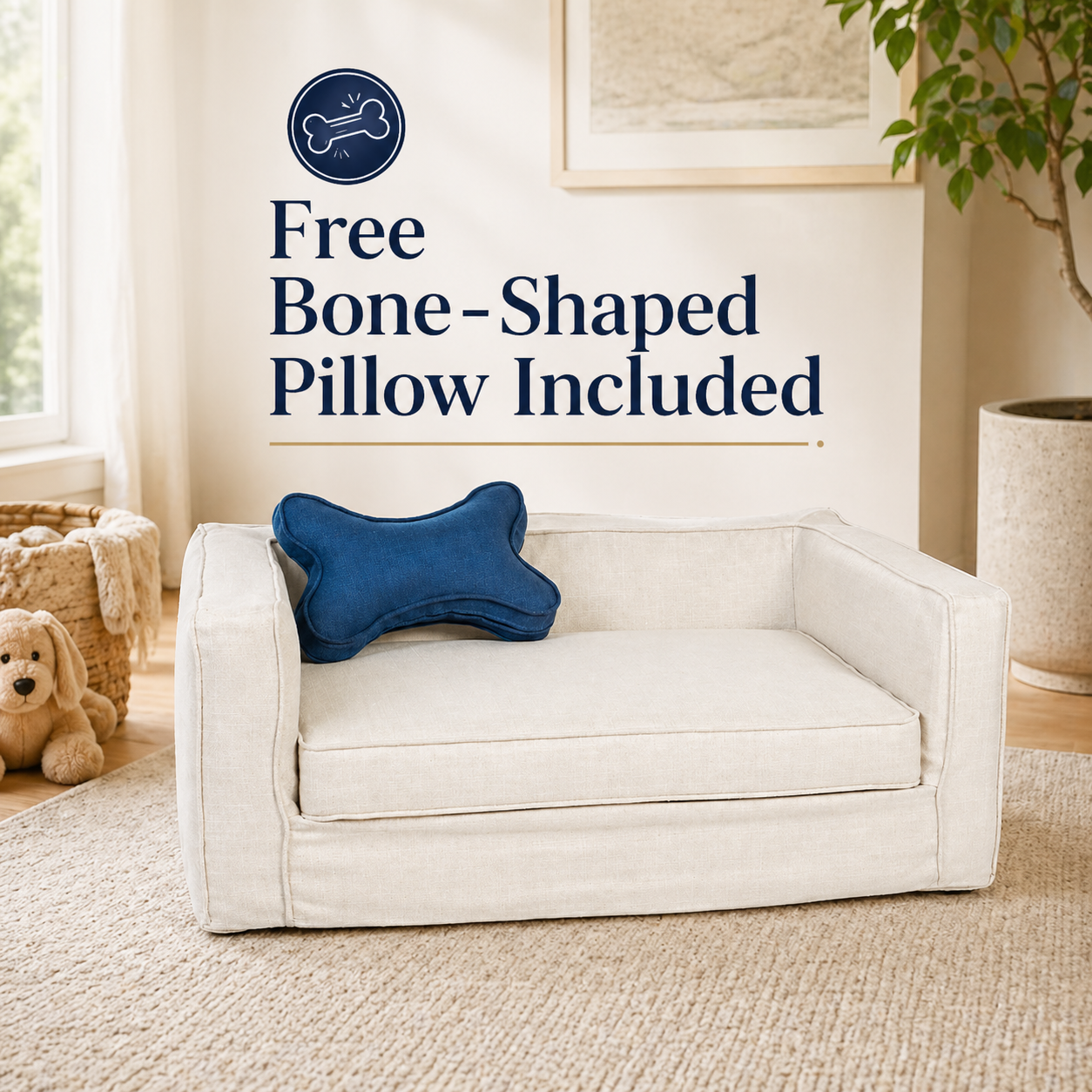 Large pearl dog bed for living room pet furniture with washable slipcover