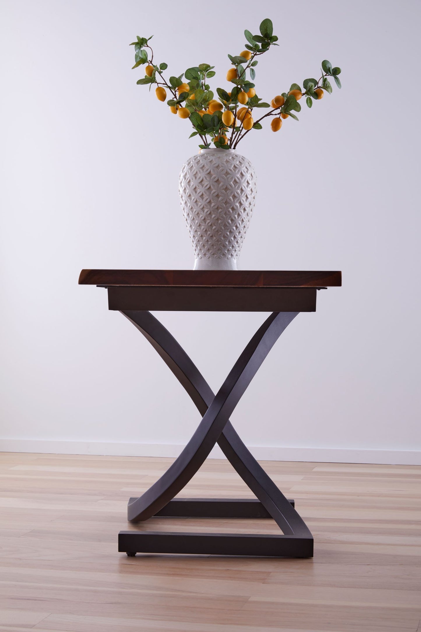 Pedestal Base, Black Metal Mid Century Modern Style 