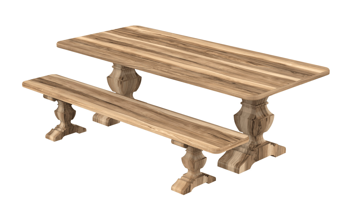 16" Unfinished Trestle Table BENCH Base- Hardwood Pedestal- Design 59 (V02) - Design59