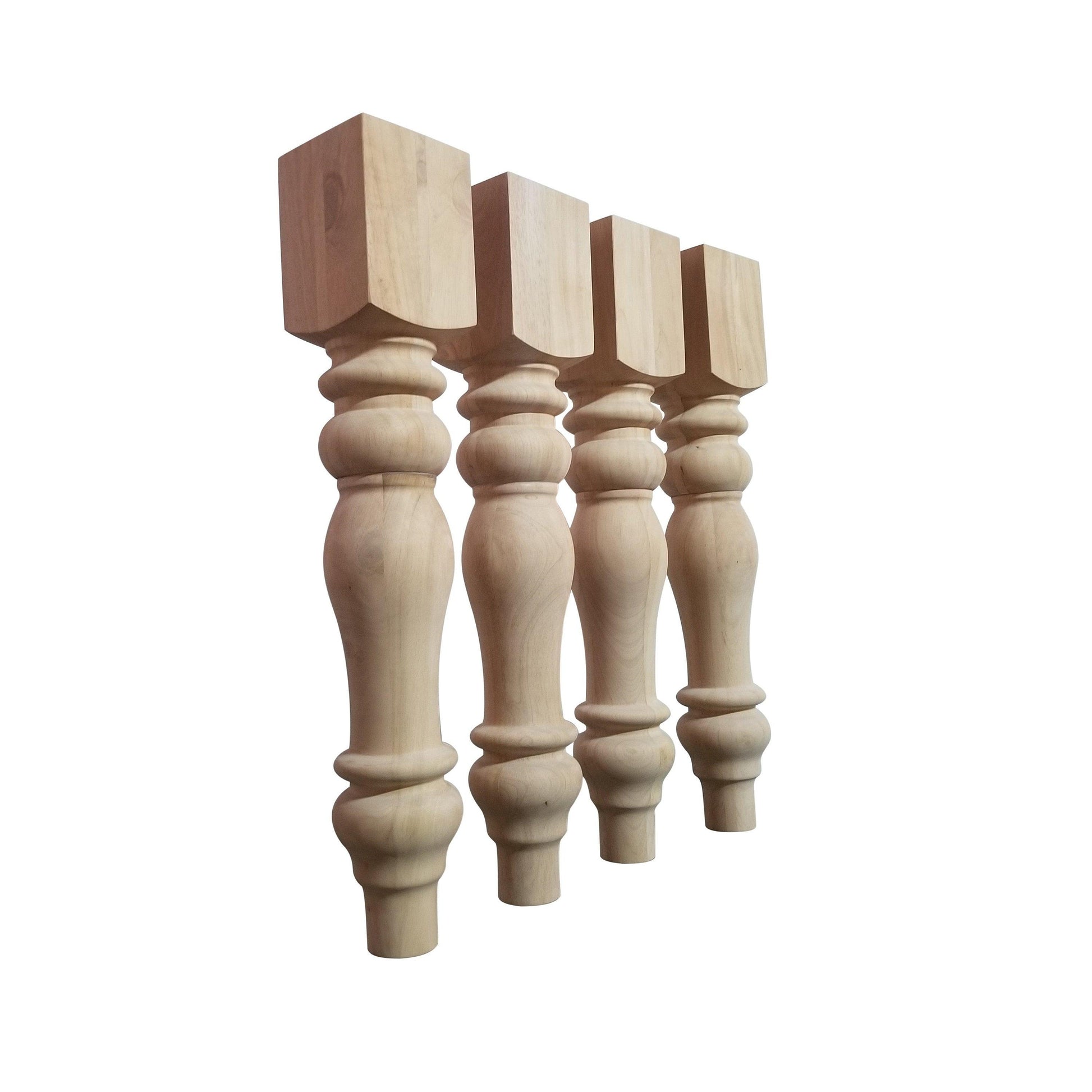Chunky farmhouse wood table legs, unfinished hardwood set of 4