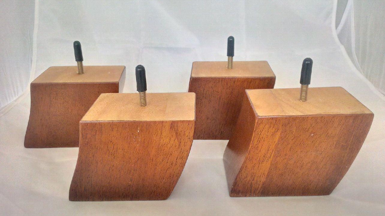 3.5 Inch by 4 Inch Tapered Sofa Legs- Oak FInish- Design 59 - Design59
