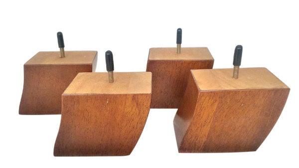 3.5 Inch by 4 Inch Tapered Sofa Legs- Oak FInish- Design 59 - Design59