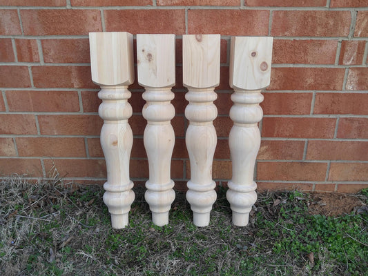 Unfinished PINE Farmhouse Table Legs, Set of 4 - Design59