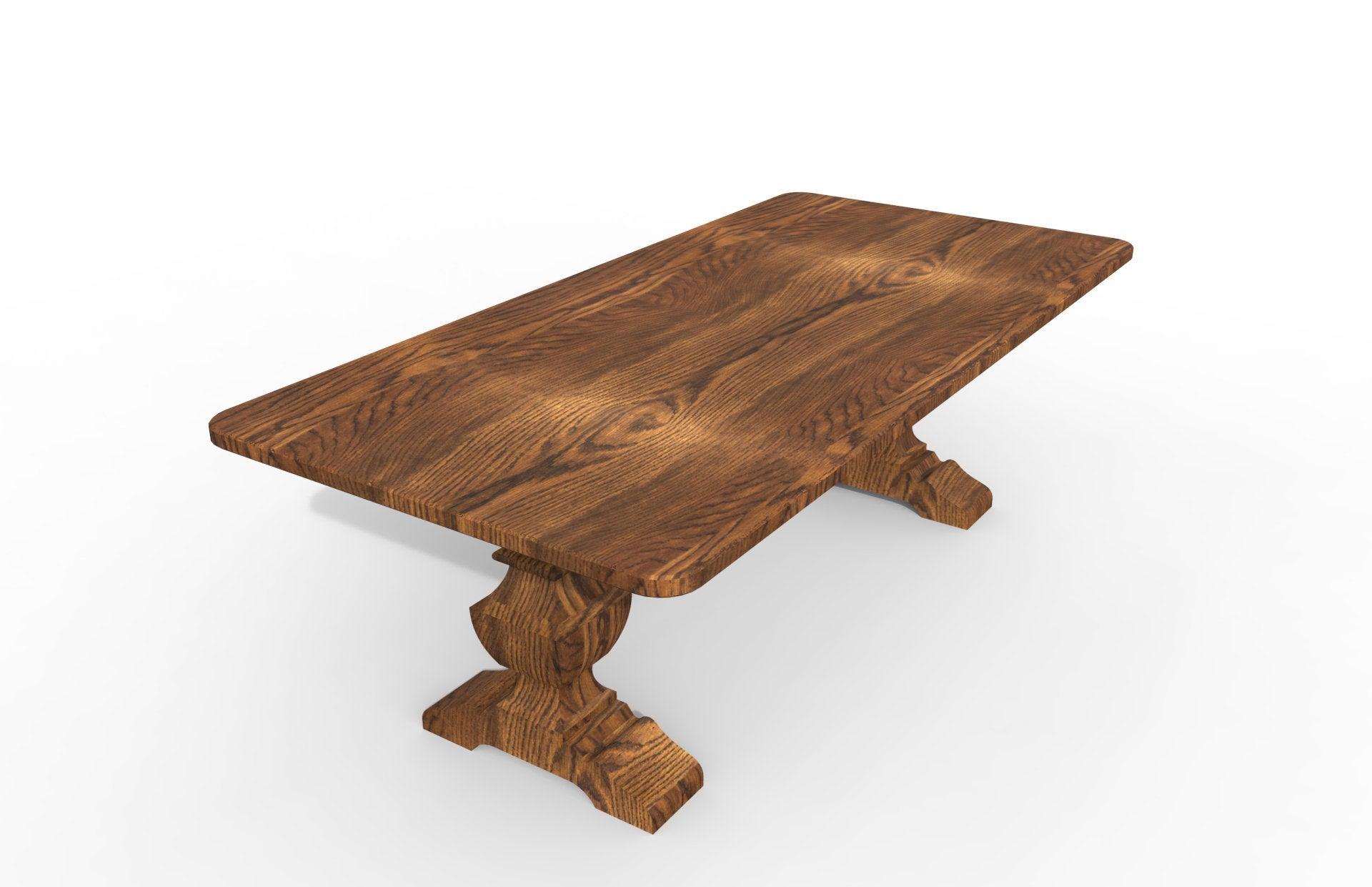 Trestle Table Pedestal Base- SINGLE- Unfinished Hardwood - Design 59 (P02) - Design59